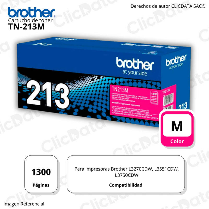 Toner Brother TN 213M Magenta 1,300 Pág. L3551, L3570cdw Original