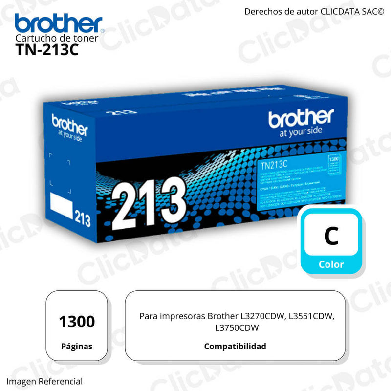 Toner Brother TN 213C Cyan 1,300 Pág. L3551, L3570cdw Original