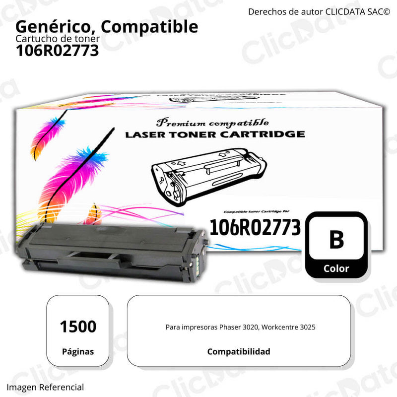 Toner Xerox 106R02773 Negro 1.500 Pág. WC 3025, 3020 Compatible