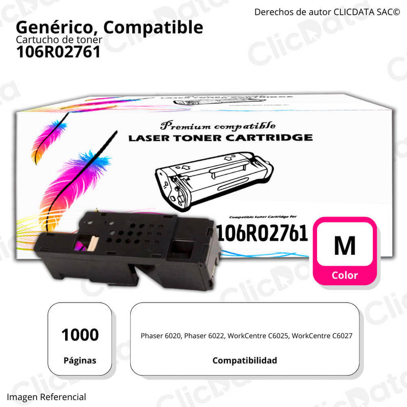 Toner Xerox 106R02761 Magenta 1,000 Pág. WC 6025, 6027 Compatible