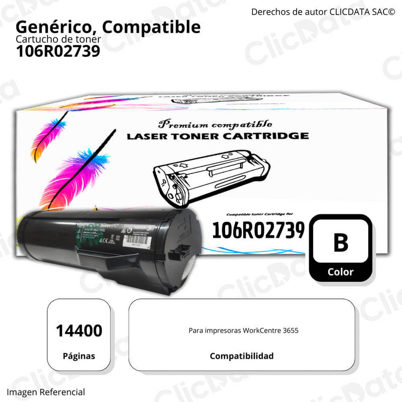 Toner Xerox 106R02739 Negro 14, 400 Pág. WorkCentre 3655 Compatible