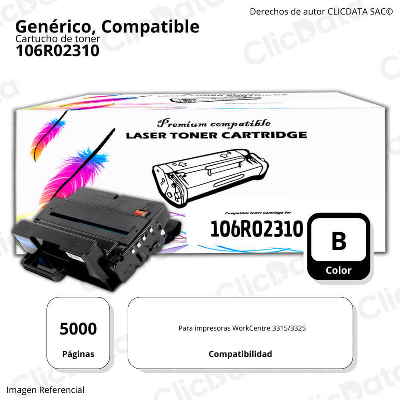 Toner Xerox 106R02310 Negro 5,000 Pág. WorkCentre 3315 Compatible