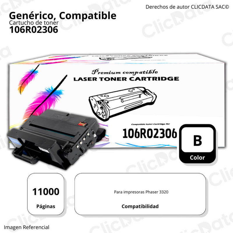 Toner Xerox 106R02306 Negro 11,000 Pág. Phaser 3320 Compatible