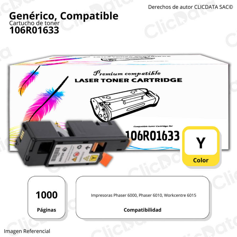 Toner Xerox 106R01633 Yellow 1,000 Pág. Phaser 6000 Compatible