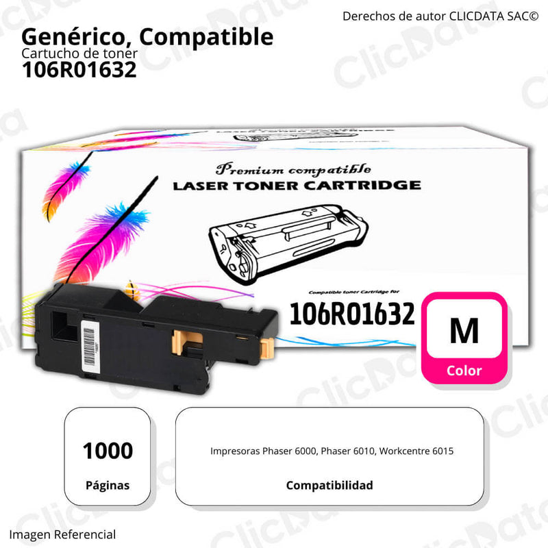 Toner Xerox 106R01632 Magenta 1,000 Pág. Phaser 6000 Compatible