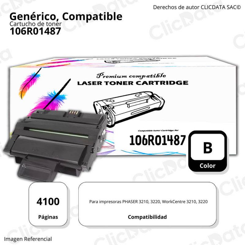 Toner Xerox 106R01487 Negro 4.100 Pág. WorkCentre 3210 Compatible