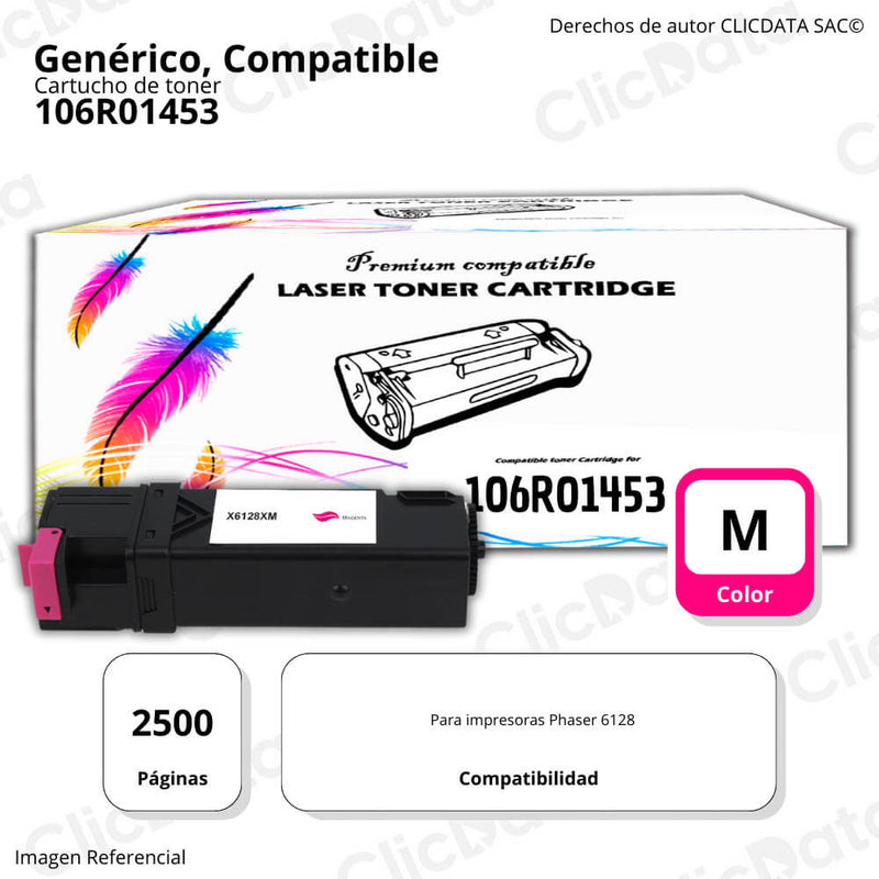 Toner Xerox 106R01453 Magenta 2.500 Pág. Phaser 6128MFP Compatible