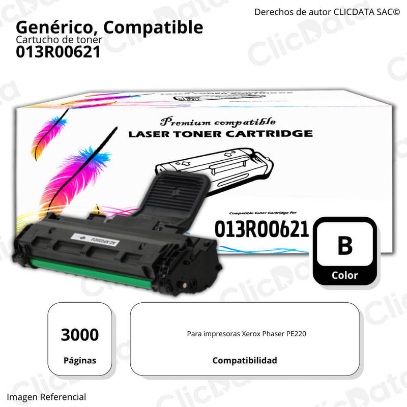 Toner Xerox 013R00621 Negro 3,000 Pág. Phaser PE220 Compatible