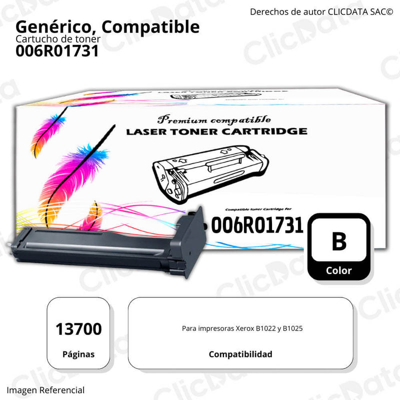 Toner Xerox 006R01731 Negro 13.700 Pág. WC B1022, B1025 Compatible