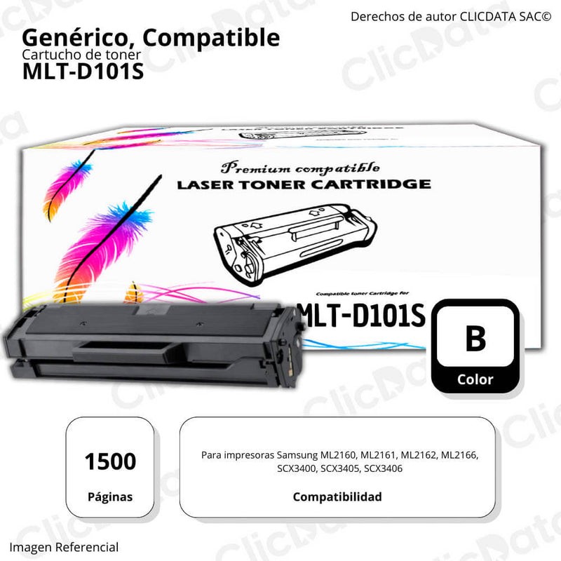 Toner Samsung MLT D101S Negro 1,500 Pág. SCX3406 Compatible