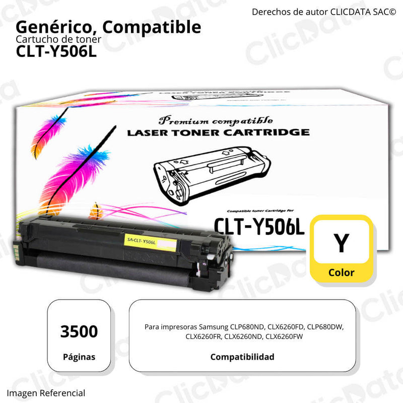 Toner Samsung CLT Y506L Yellow 3,500 Pág. CLP680 Compatible