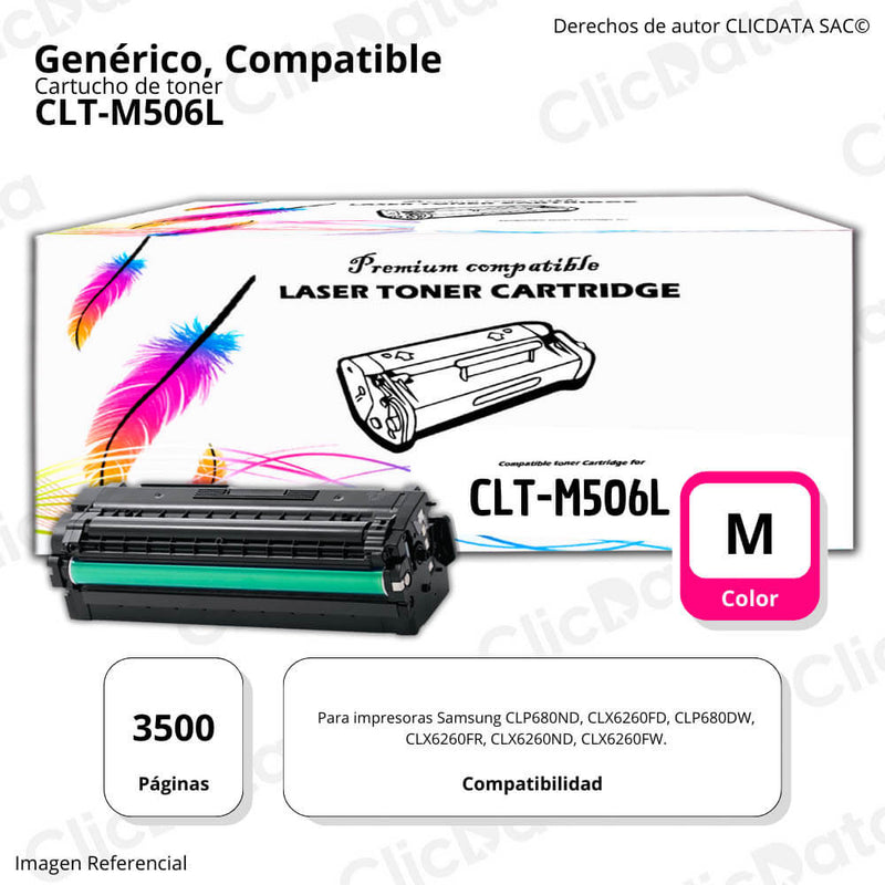 Toner Samsung CLT M506L Magenta 3,500 Pág. LP680ND Compatible