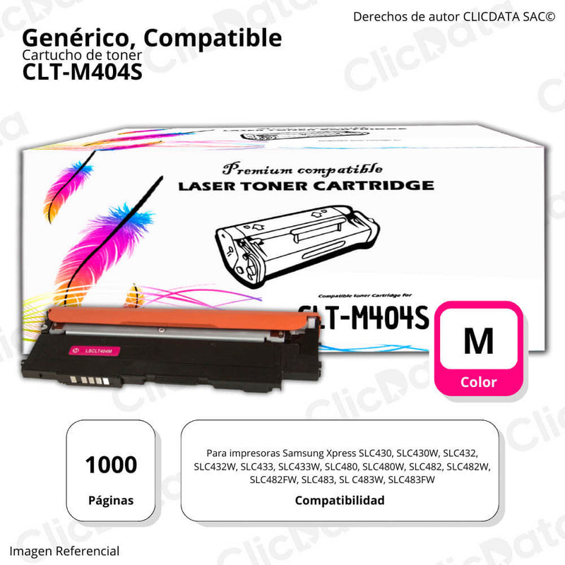 Toner Samsung CLT M404S Magenta 1,000 Pág. C480FW Compatible