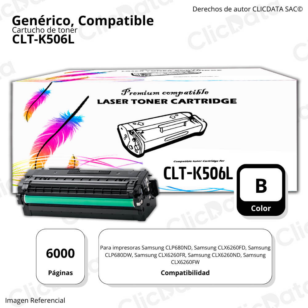 Toner Samsung CLT K506L Negro 6,000 Pág. CLX6260FW Compatible