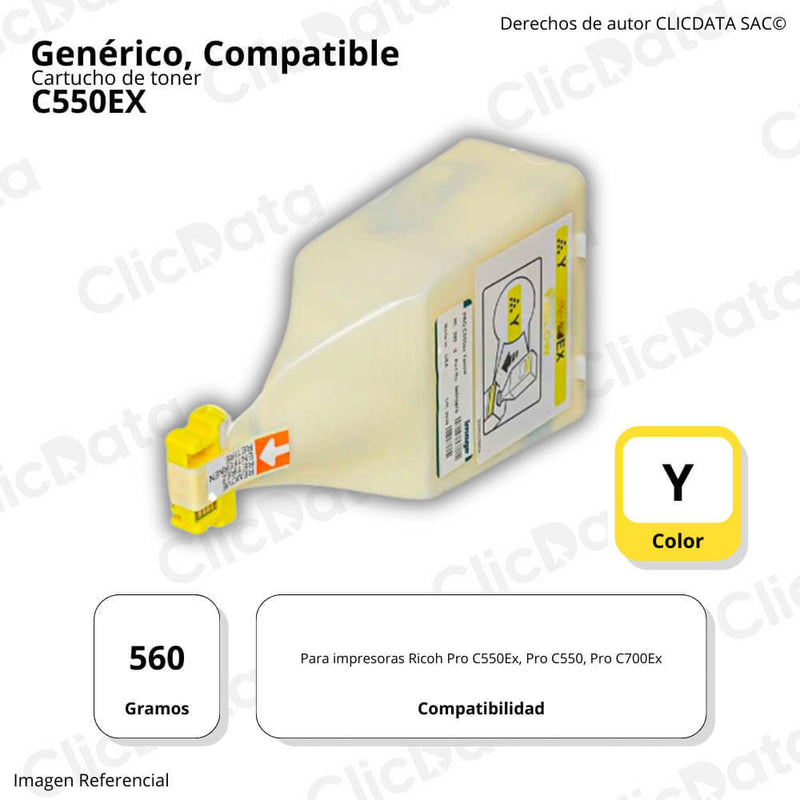 Toner Ricoh C550ex Yellow 560g Pro C550Ex, C700Ex Generico