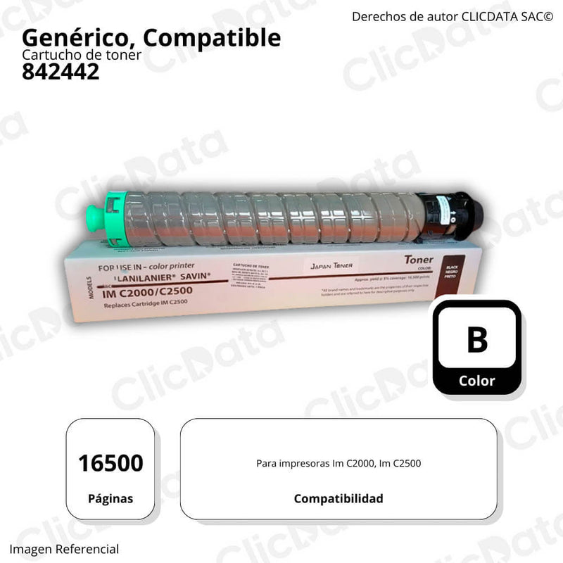 Toner Ricoh 842442 Negro 420g. IM C2000, IM C2500 Compatible