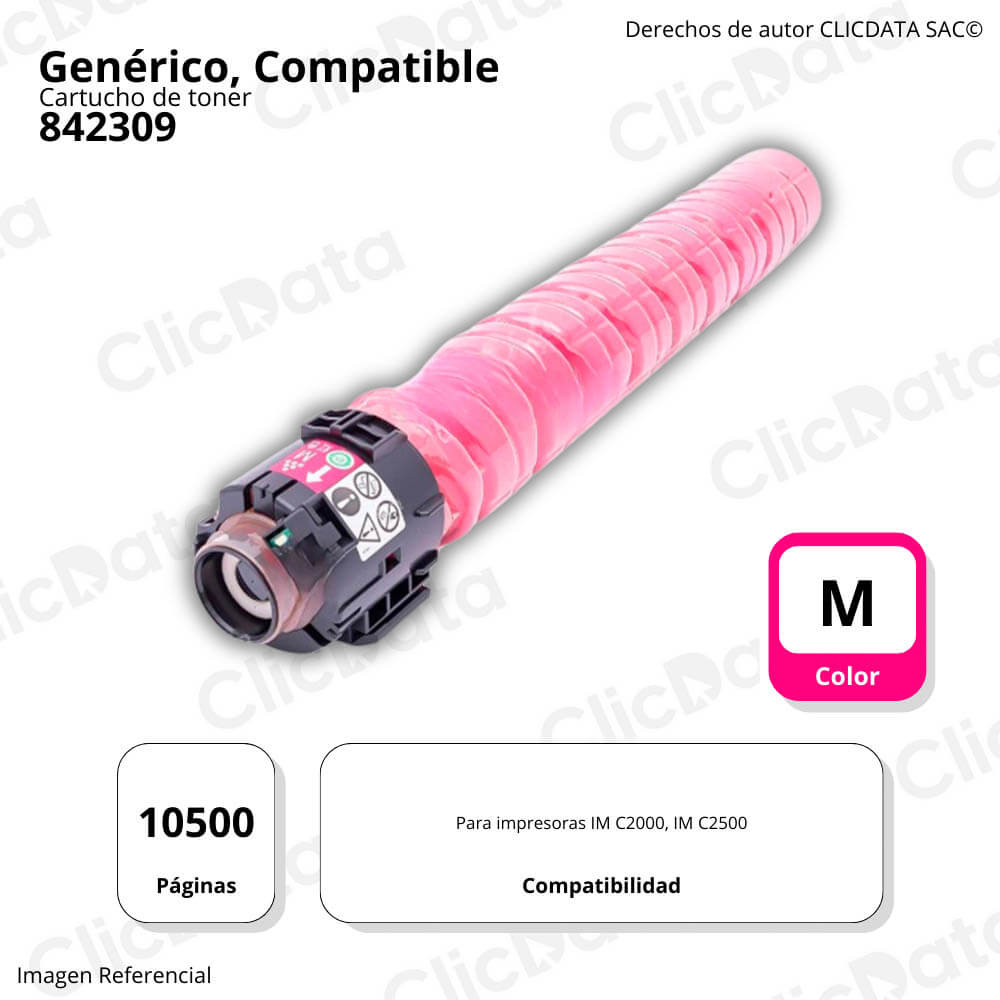 Toner Ricoh 842309 Magenta 310g Pág. IM C2000, IM C2500 Compatible