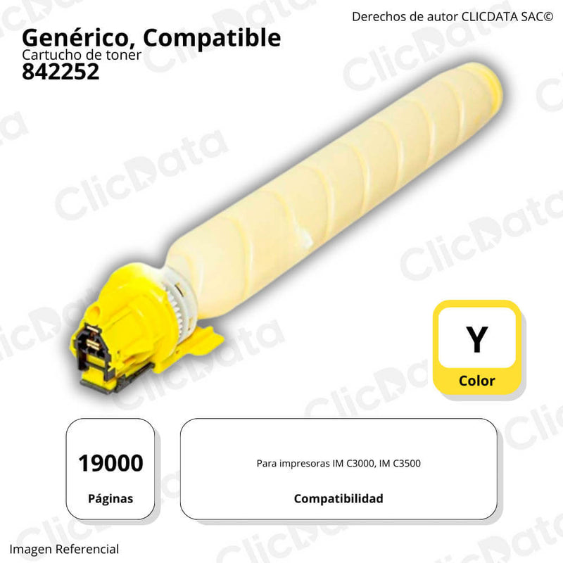 Toner Ricoh 842252 Yellow 395g C3000, C3500 Compatible, Generico