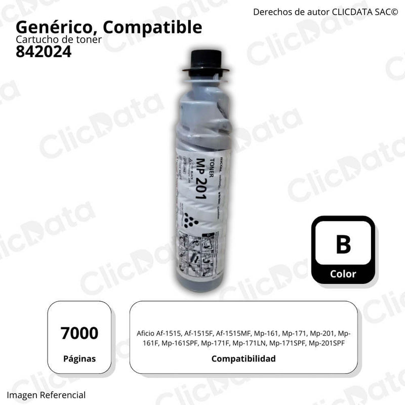 Toner Ricoh 842024 Negro 230g. 1170D, 1270D Compatible
