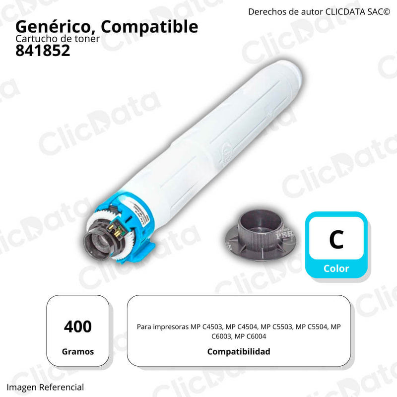 Toner Ricoh 841852 Cyan 400g C4503, C4504, C5503 Compatible