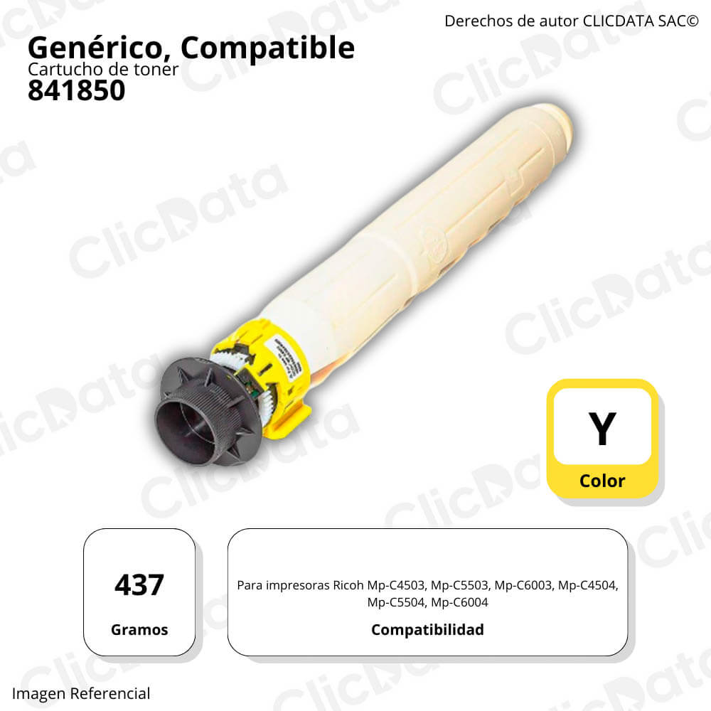 Toner Ricoh 841850 Yellow 437g C4503, C4504, C5503 Compatible