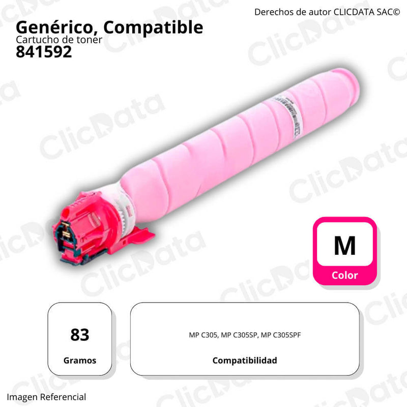 Toner Ricoh 841592 Magenta 83g Mp C305, MP C305spf Compatible