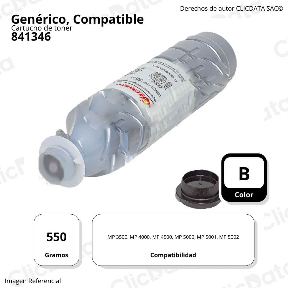 Toner Ricoh 841346 Negro 550g Mp 3500, MP 4500, 4002 Compatible