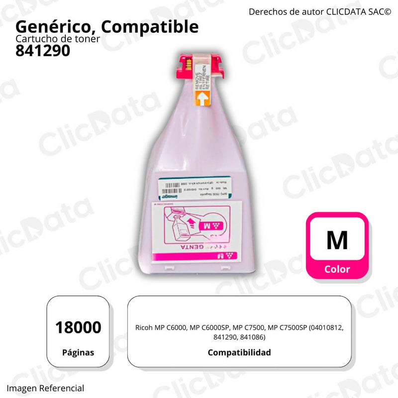 Toner Ricoh 841290 Magenta 560g MP C6000, MP C600SP Compatible