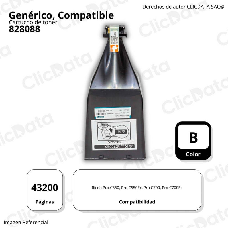 Toner Ricoh 828088 Negro 950g. C550, C700, C550Ex Compatible