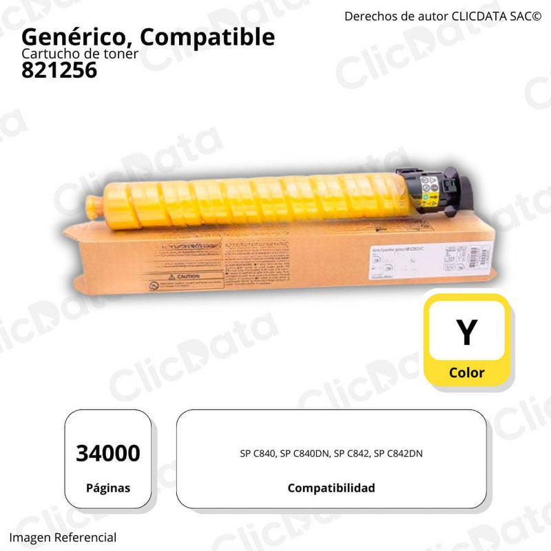 Toner Ricoh 821256 Yellow 34K Pág. SPC840A Compatible, Generico