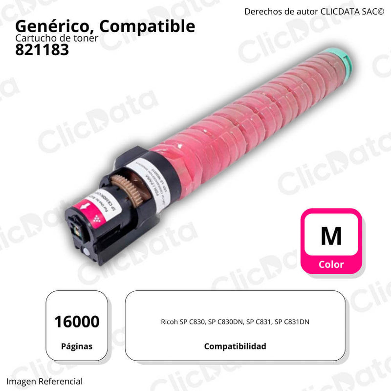 Toner Ricoh 821183 Magenta 16K Pág. SP C830DN. C831DN Compatible