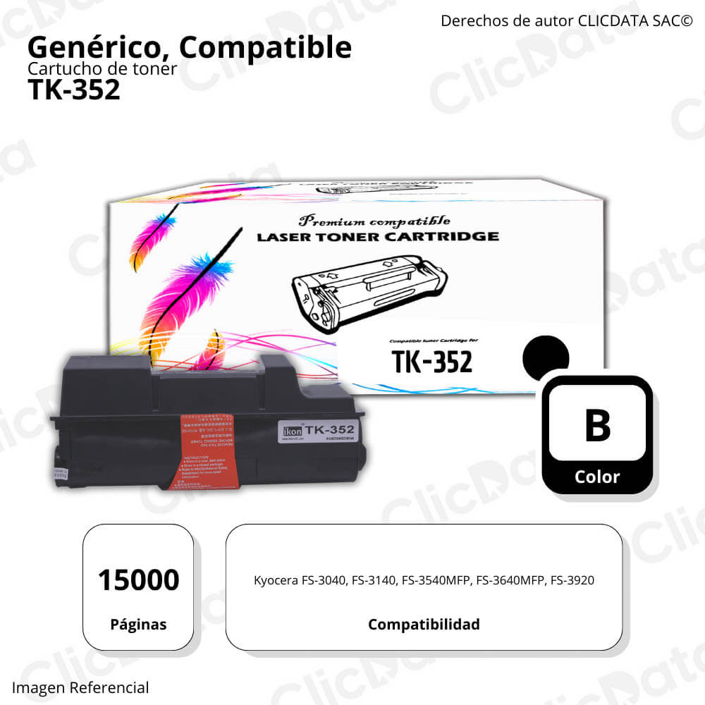 Toner Kyocera TK-352 Black 15,000 Pág FS-3540MFP Compatible