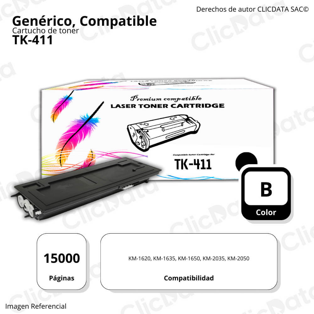 Toner Kyocera TK-411 Negro 15,000 Pág KM-2035, KM 2050 Compatible