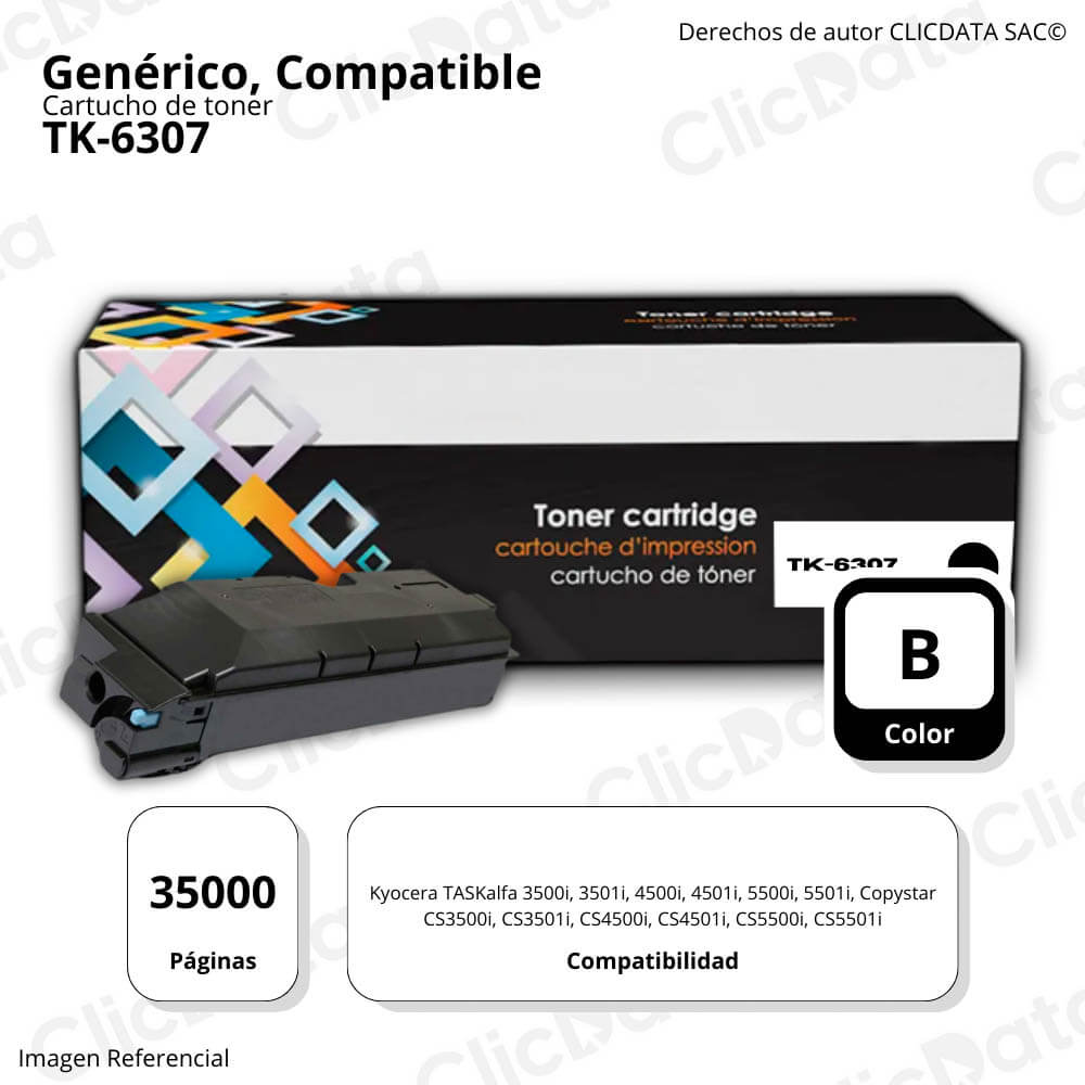 Toner Kyocera TK-6307 Negro 35,000 Pág 4501i, 3501i Compatible