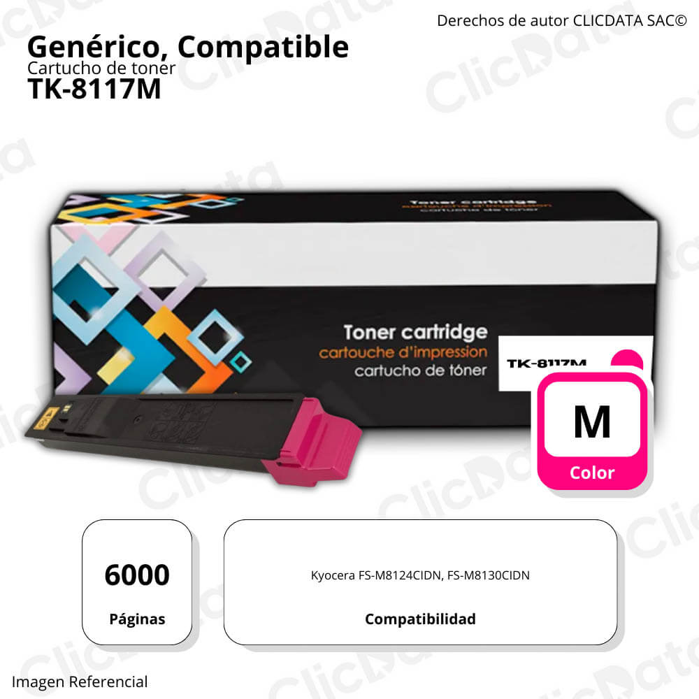 Toner Kyocera TK-8117M Magenta 6,000 Páginas FS-M8130CIDN Compatible