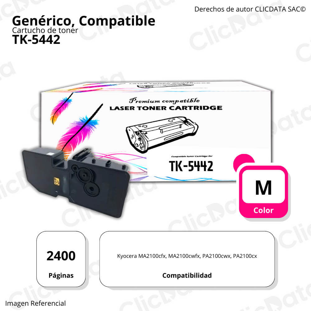 Toners Kyocera TK-5442 Magenta 2,400 Páginas MA2100cfx  Compatible