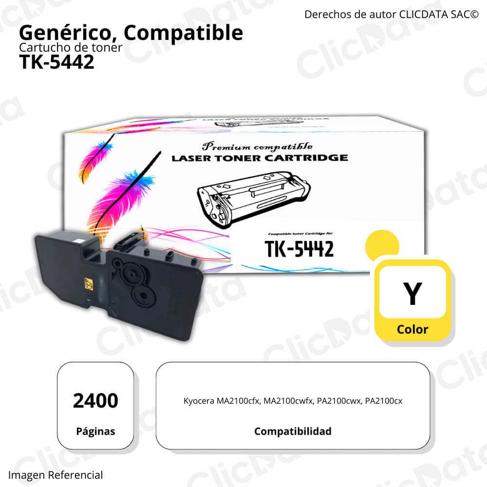Toners Kyocera TK-5442 Yellow 2,400 Páginas MA2100cfx  Compatible