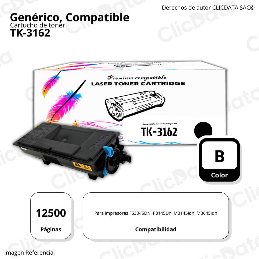 Toner Kyocera TK-3162 Negro 12.500 Pág. P3045Dn Compatible