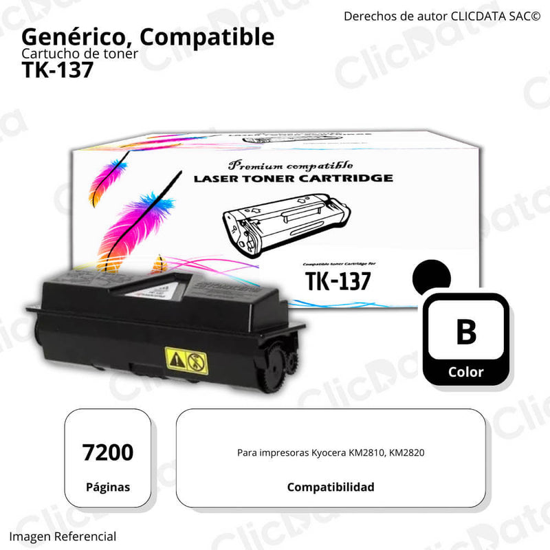 Toner Kyocera TK-137 Negro 7.200 Pág. KM2810, KM2820 Compatible
