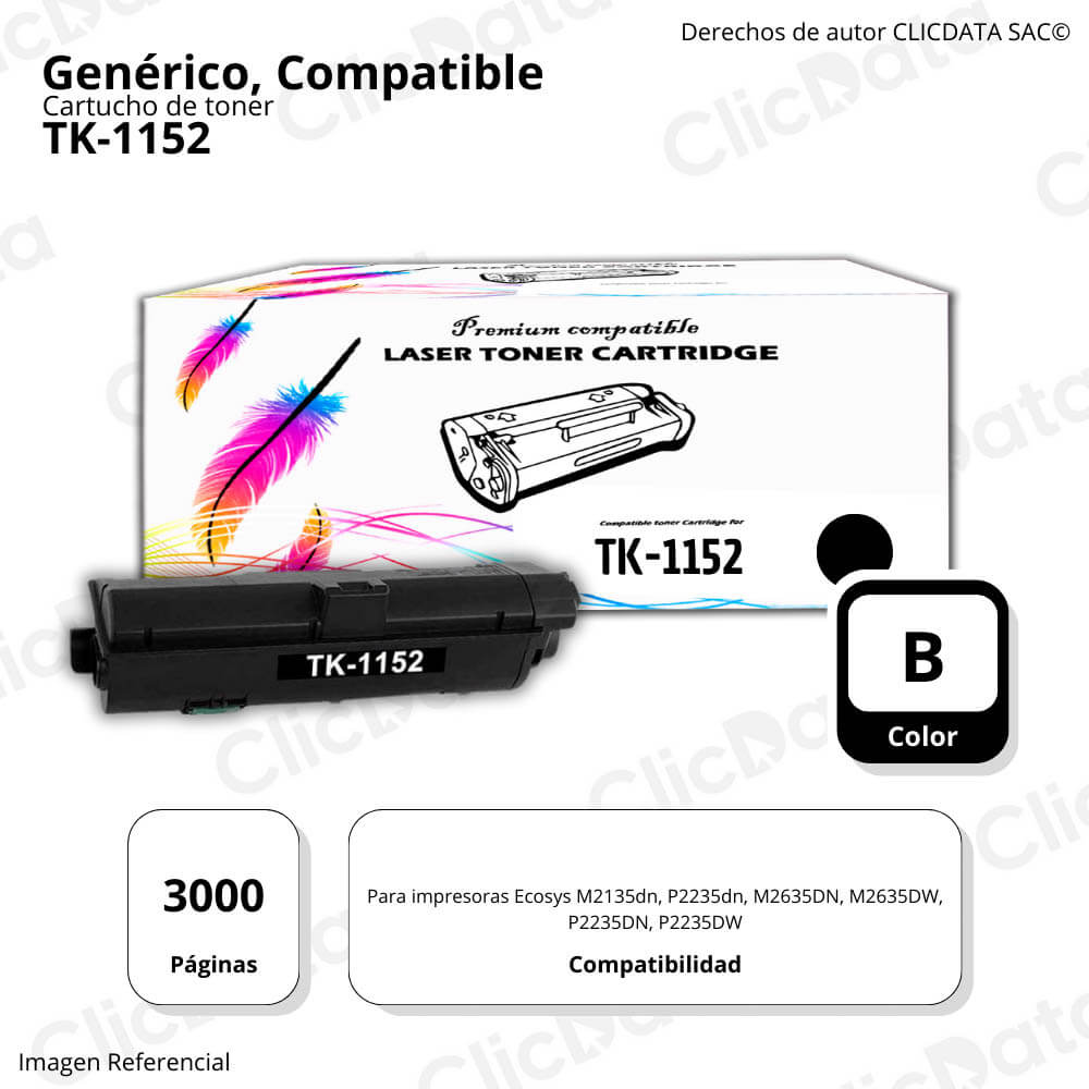 Toner Kyocera TK-1152 Negro 3,000 Pág. M2135dn, M2235 Compatible