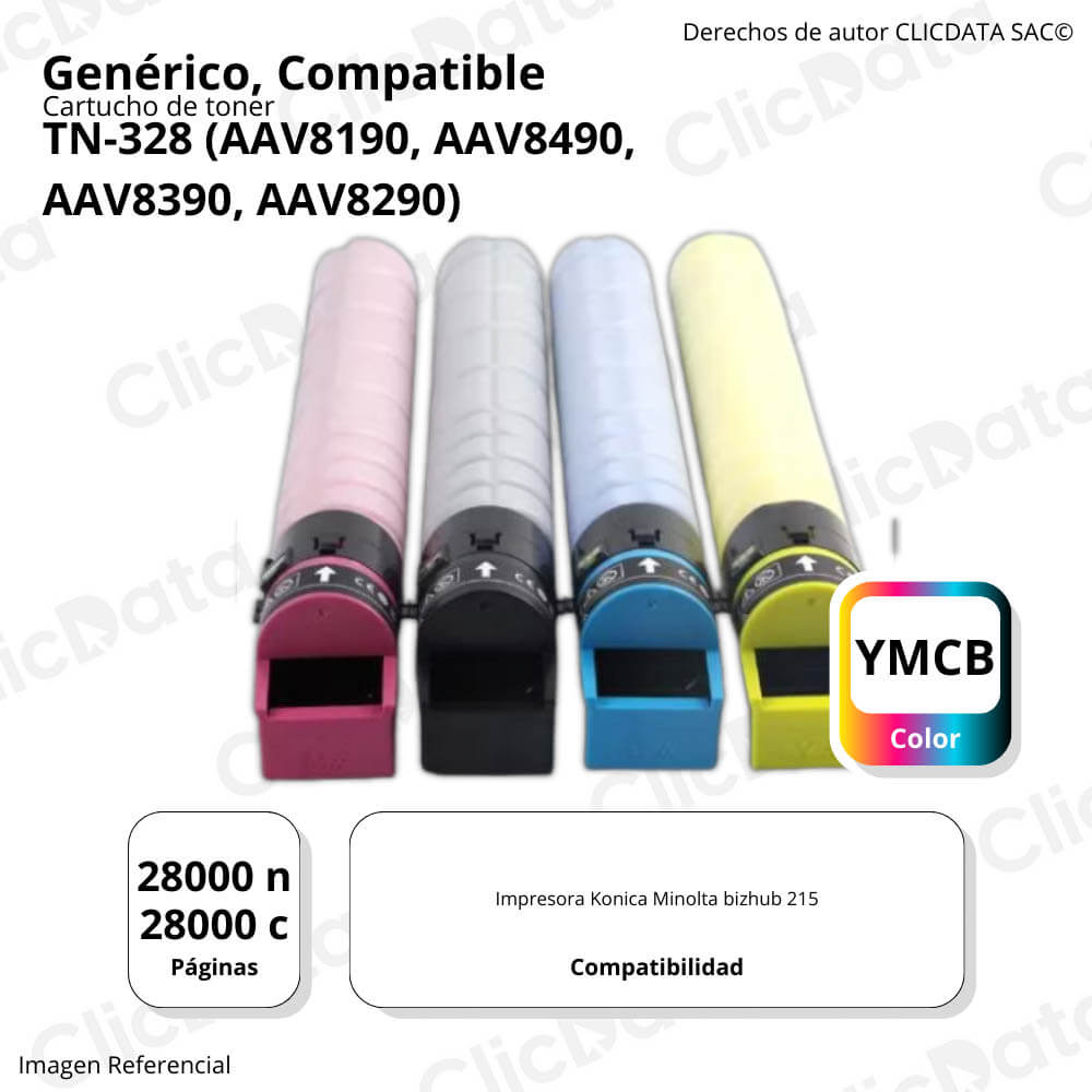 Juego de Toner Konica Minolta TN-328 CYMK C250i, C360i Compatible