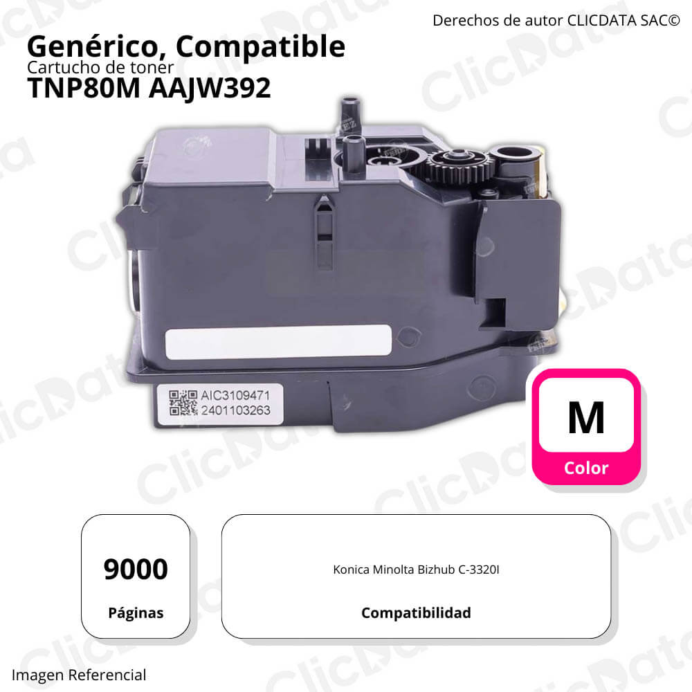Toner Konica Minolta TNP80M Magenta 9,000 Pág BH C3320I Compatible