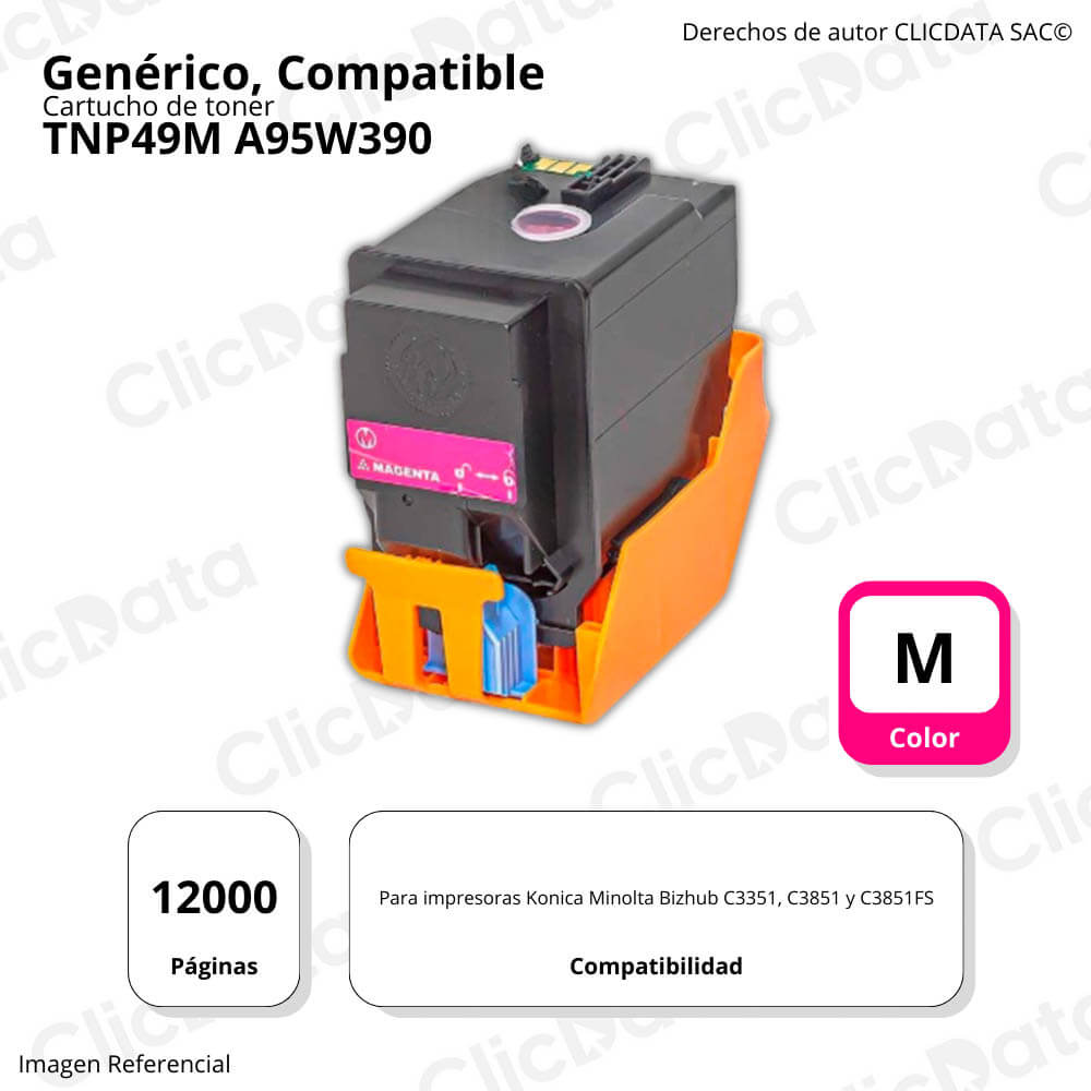 Toner Konica Minolta TNP49M Magenta 12,000 Pág C3351 Compatible
