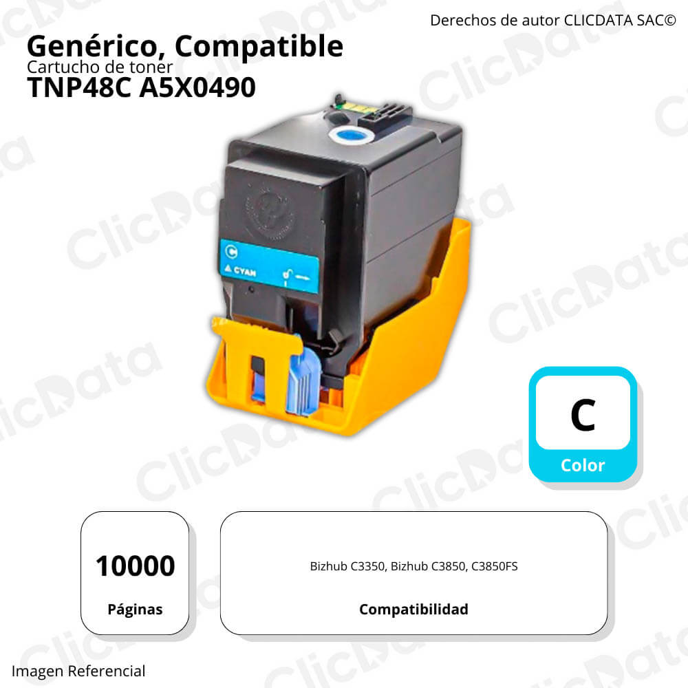 Toner Konica Minolta TNP48C Cyan 10,000 Pág. C3350 Compatible