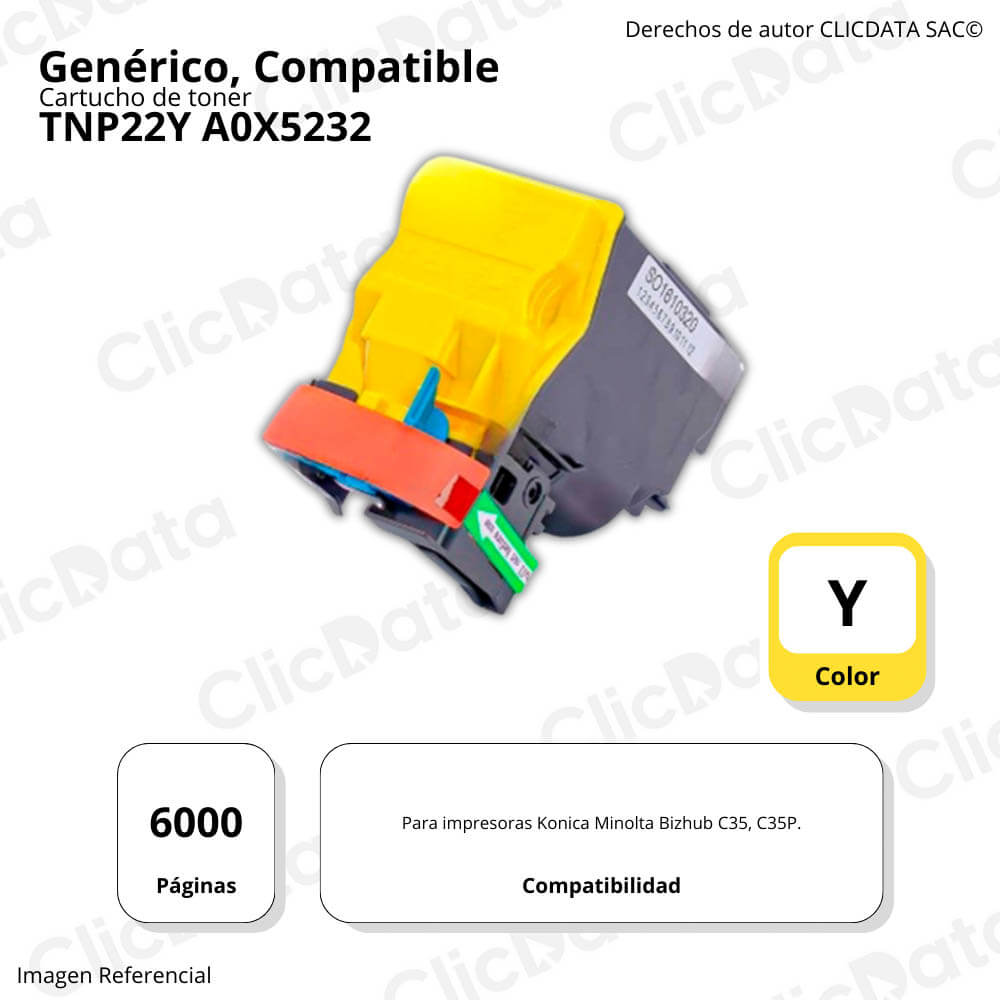 Toner Konica Minolta TNP22Y Yellow 150gr C35, C35P Compatible