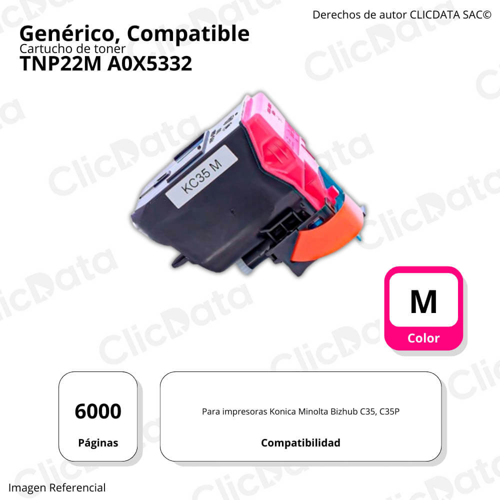 Toner Konica Minolta TNP22M Magenta 150gr  C35, C35P Compatible