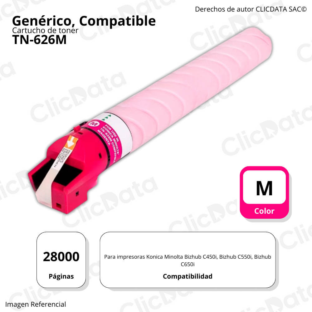 Toner Konica Minolta TN-626M Magenta 486g C450i, C650i Compatible