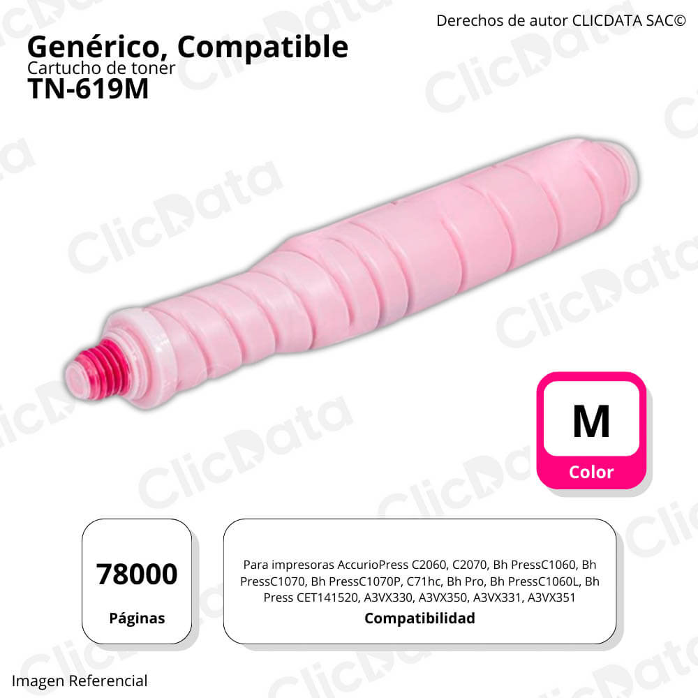 Toner Konica Minolta TN-619M Magenta 1,200g C2060, C2070 Compatible