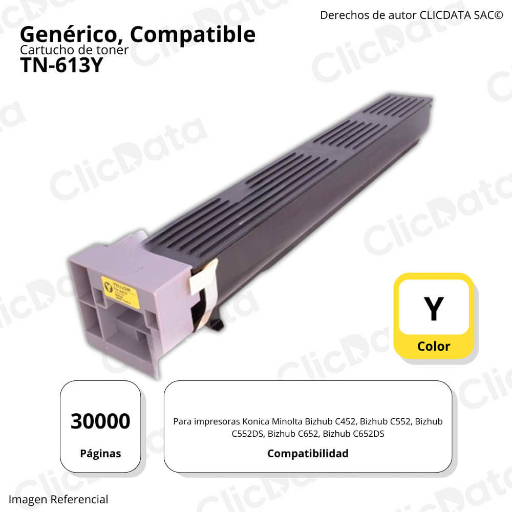 Toner Konica Minolta TN-613Y Yellow 510g C452, C552 Compatible