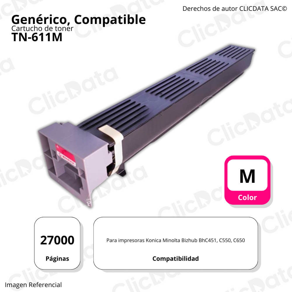 Toner Konica Minolta TN-611M Magenta 460g. C550, C650 Compatible